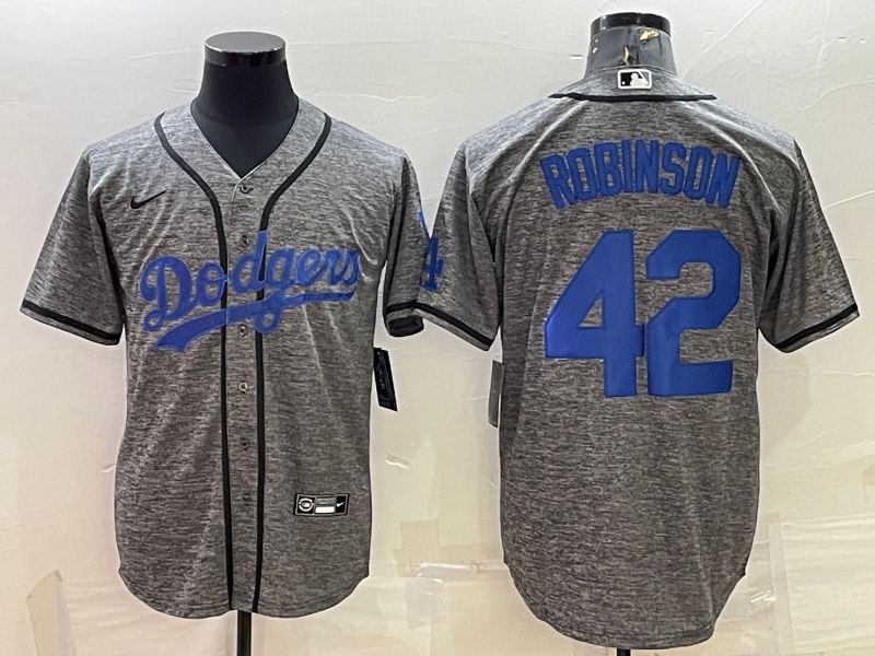 Men Los Angeles Dodgers #42 Robinson Grey hemp ash 2022 Nike MLB Jerseys->los angeles dodgers->MLB Jersey